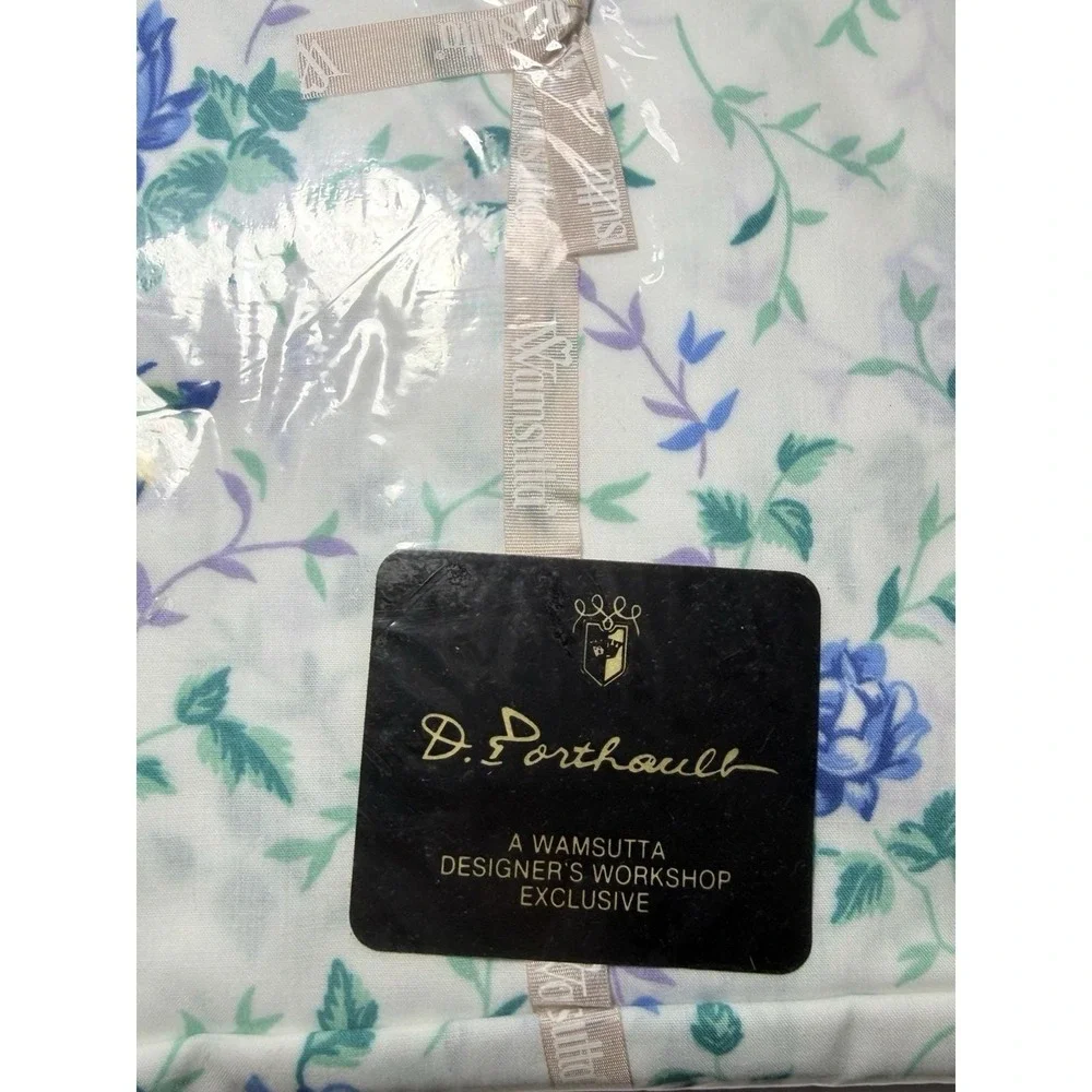 Wamsutta D Porthault Sheet Set TWIN Pompadour Blue Floral Vtg Sheets Butterfly
